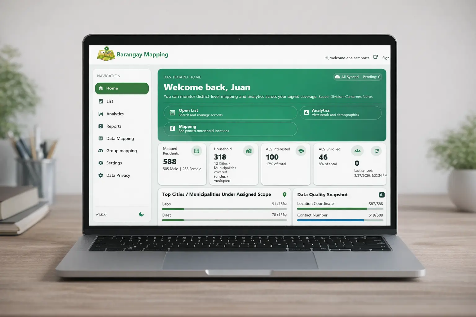 Barangay Mapping App dashboard preview